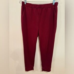 Shein Maroon/Burgundy High-Rise Vented Ankle-Cut Pants Perfect Work Pants